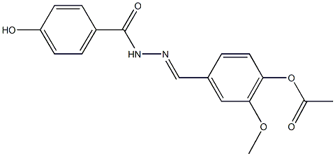 4-[2-(4-hydroxybenzoyl)carbohydrazonoyl]-2-methoxyphenyl acetate Struktur