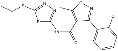 3-(2-chlorophenyl)-N-[5-(ethylsulfanyl)-1,3,4-thiadiazol-2-yl]-5-methyl-4-isoxazolecarboxamide Struktur