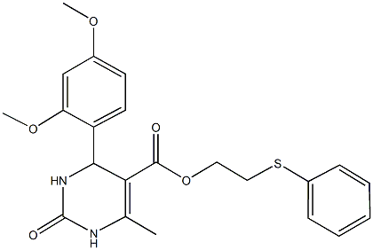 2-(phenylsulfanyl)ethyl 4-[2,4-bis(methyloxy)phenyl]-6-methyl-2-oxo-1,2,3,4-tetrahydropyrimidine-5-carboxylate Struktur