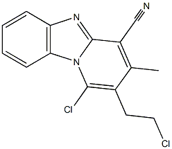 1-chloro-2-(2-chloroethyl)-3-methylpyrido[1,2-a]benzimidazole-4-carbonitrile Struktur