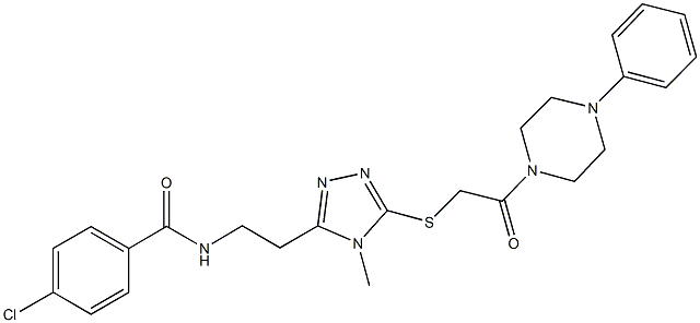 4-chloro-N-[2-(4-methyl-5-{[2-oxo-2-(4-phenyl-1-piperazinyl)ethyl]sulfanyl}-4H-1,2,4-triazol-3-yl)ethyl]benzamide Struktur