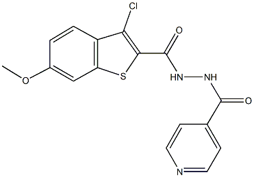 3-chloro-N'-isonicotinoyl-6-methoxy-1-benzothiophene-2-carbohydrazide Struktur