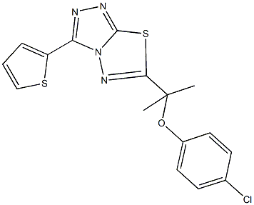 4-chlorophenyl 1-methyl-1-[3-(2-thienyl)[1,2,4]triazolo[3,4-b][1,3,4]thiadiazol-6-yl]ethyl ether Struktur