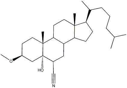 5-hydroxy-3-methoxycholestane-6-carbonitrile Struktur