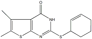 2-(2-cyclohexen-1-ylsulfanyl)-5,6-dimethylthieno[2,3-d]pyrimidin-4(3H)-one Struktur