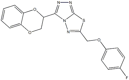 [3-(2,3-dihydro-1,4-benzodioxin-2-yl)[1,2,4]triazolo[3,4-b][1,3,4]thiadiazol-6-yl]methyl 4-fluorophenyl ether Struktur