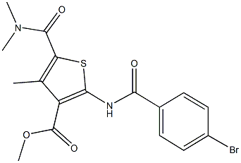 methyl 2-[(4-bromobenzoyl)amino]-5-[(dimethylamino)carbonyl]-4-methyl-3-thiophenecarboxylate Struktur