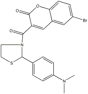 6-bromo-3-({2-[4-(dimethylamino)phenyl]-1,3-thiazolidin-3-yl}carbonyl)-2H-chromen-2-one Struktur