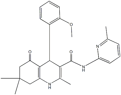 4-(2-methoxyphenyl)-2,7,7-trimethyl-N-(6-methylpyridin-2-yl)-5-oxo-1,4,5,6,7,8-hexahydroquinoline-3-carboxamide Struktur