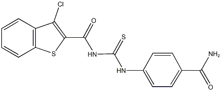 4-[({[(3-chloro-1-benzothien-2-yl)carbonyl]amino}carbothioyl)amino]benzamide Struktur