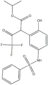 isopropyl 4,4,4-trifluoro-2-{2-hydroxy-5-[(phenylsulfonyl)amino]phenyl}-3-oxobutanoate Struktur