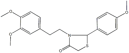 3-{2-[3,4-bis(methyloxy)phenyl]ethyl}-2-[4-(methyloxy)phenyl]-1,3-thiazolidin-4-one Struktur