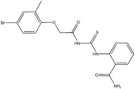 2-[({[(4-bromo-2-methylphenoxy)acetyl]amino}carbothioyl)amino]benzamide Struktur