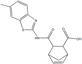 3-{[(6-methyl-1,3-benzothiazol-2-yl)amino]carbonyl}bicyclo[2.2.1]hept-5-ene-2-carboxylic acid Struktur