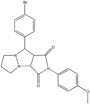 9-(4-bromophenyl)-2-(4-methoxyphenyl)tetrahydro-5H-pyrazolo[1,2-a]pyrrolo[3,4-c]pyrazole-1,3(2H,3aH)-dione Struktur