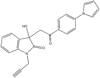 3-hydroxy-3-{2-oxo-2-[4-(1H-pyrrol-1-yl)phenyl]ethyl}-1-(2-propynyl)-1,3-dihydro-2H-indol-2-one Struktur