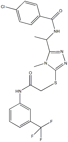 4-chloro-N-{1-[4-methyl-5-({2-oxo-2-[3-(trifluoromethyl)anilino]ethyl}sulfanyl)-4H-1,2,4-triazol-3-yl]ethyl}benzamide Struktur