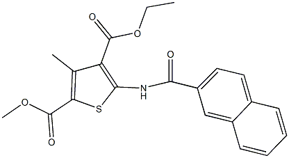 4-ethyl 2-methyl 3-methyl-5-(2-naphthoylamino)-2,4-thiophenedicarboxylate Struktur