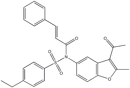 N-(3-acetyl-2-methyl-1-benzofuran-5-yl)-N-cinnamoyl-4-ethylbenzenesulfonamide Struktur