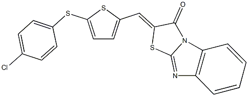 2-({5-[(4-chlorophenyl)sulfanyl]thien-2-yl}methylene)[1,3]thiazolo[3,2-a]benzimidazol-3(2H)-one Struktur