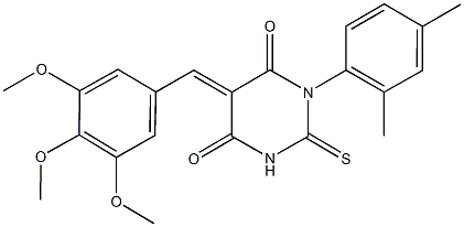 1-(2,4-dimethylphenyl)-2-thioxo-5-(3,4,5-trimethoxybenzylidene)dihydro-4,6(1H,5H)-pyrimidinedione Struktur