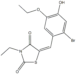 5-(2-bromo-5-ethoxy-4-hydroxybenzylidene)-3-ethyl-1,3-thiazolidine-2,4-dione Struktur