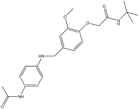 2-(4-{[4-(acetylamino)anilino]methyl}-2-methoxyphenoxy)-N-(tert-butyl)acetamide Struktur