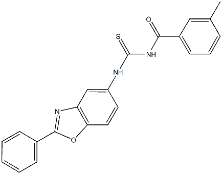 N-(3-methylbenzoyl)-N'-(2-phenyl-1,3-benzoxazol-5-yl)thiourea Struktur