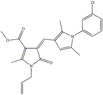 methyl 1-allyl-4-{[1-(3-chlorophenyl)-2,5-dimethyl-1H-pyrrol-3-yl]methylene}-2-methyl-5-oxo-4,5-dihydro-1H-pyrrole-3-carboxylate Struktur