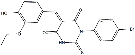 1-(4-bromophenyl)-5-(3-ethoxy-4-hydroxybenzylidene)-2-thioxodihydro-4,6(1H,5H)-pyrimidinedione Struktur