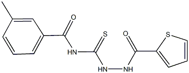 3-methyl-N-{[2-(2-thienylcarbonyl)hydrazino]carbothioyl}benzamide Struktur