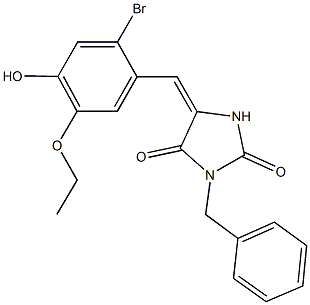 3-benzyl-5-(2-bromo-5-ethoxy-4-hydroxybenzylidene)-2,4-imidazolidinedione Struktur