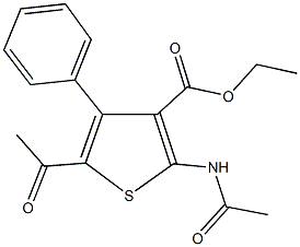 ethyl 5-acetyl-2-(acetylamino)-4-phenyl-3-thiophenecarboxylate Struktur