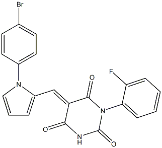 5-{[1-(4-bromophenyl)-1H-pyrrol-2-yl]methylene}-1-(2-fluorophenyl)-2,4,6(1H,3H,5H)-pyrimidinetrione Struktur