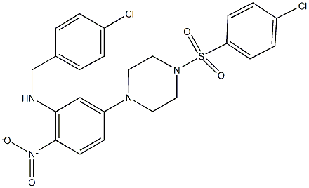 1-{3-[(4-chlorobenzyl)amino]-4-nitrophenyl}-4-[(4-chlorophenyl)sulfonyl]piperazine Struktur