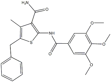 5-benzyl-4-methyl-2-[(3,4,5-trimethoxybenzoyl)amino]thiophene-3-carboxamide Struktur