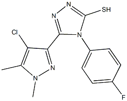 5-(4-chloro-1,5-dimethyl-1H-pyrazol-3-yl)-4-(4-fluorophenyl)-4H-1,2,4-triazole-3-thiol Struktur