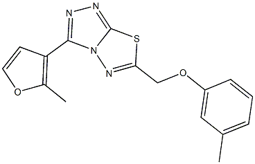 [3-(2-methyl-3-furyl)[1,2,4]triazolo[3,4-b][1,3,4]thiadiazol-6-yl]methyl 3-methylphenyl ether Struktur