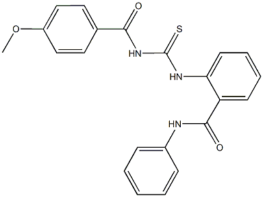 2-({[(4-methoxybenzoyl)amino]carbothioyl}amino)-N-phenylbenzamide Struktur