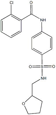 2-chloro-N-(4-{[(tetrahydro-2-furanylmethyl)amino]sulfonyl}phenyl)benzamide Struktur