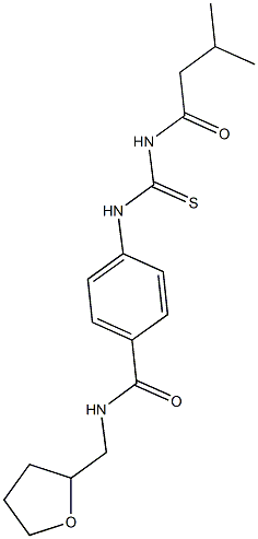 4-({[(3-methylbutanoyl)amino]carbothioyl}amino)-N-(tetrahydro-2-furanylmethyl)benzamide Struktur