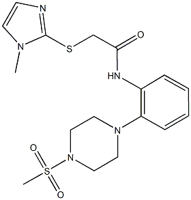 2-[(1-methyl-1H-imidazol-2-yl)sulfanyl]-N-{2-[4-(methylsulfonyl)-1-piperazinyl]phenyl}acetamide Struktur