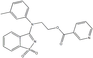 2-[(1,1-dioxido-1,2-benzisothiazol-3-yl)-3-methylanilino]ethyl nicotinate Struktur