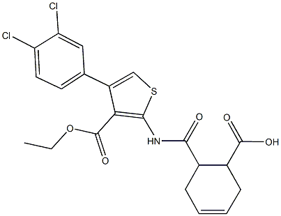 6-({[4-(3,4-dichlorophenyl)-3-(ethoxycarbonyl)thien-2-yl]amino}carbonyl)cyclohex-3-ene-1-carboxylic acid Struktur