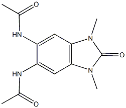 N-[6-(acetylamino)-1,3-dimethyl-2-oxo-2,3-dihydro-1H-benzimidazol-5-yl]acetamide Struktur