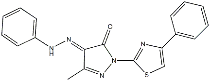 3-methyl-1-(4-phenyl-1,3-thiazol-2-yl)-1H-pyrazole-4,5-dione 4-(phenylhydrazone) Struktur