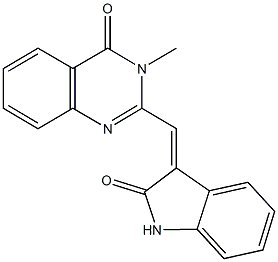 3-methyl-2-[(2-oxo-1,2-dihydro-3H-indol-3-ylidene)methyl]-4(3H)-quinazolinone Struktur