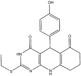 2-(ethylsulfanyl)-5-(4-hydroxyphenyl)-5,8,9,10-tetrahydropyrimido[4,5-b]quinoline-4,6(3H,7H)-dione Struktur