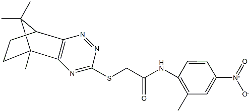 N-{4-nitro-2-methylphenyl}-2-[(8,11,11-trimethyl-3,4,6-triazatricyclo[6.2.1.0~2,7~]undeca-2,4,6-trien-5-yl)sulfanyl]acetamide Struktur