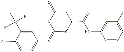 2-{[4-chloro-3-(trifluoromethyl)phenyl]imino}-3-methyl-N-(3-methylphenyl)-4-oxo-1,3-thiazinane-6-carboxamide Struktur